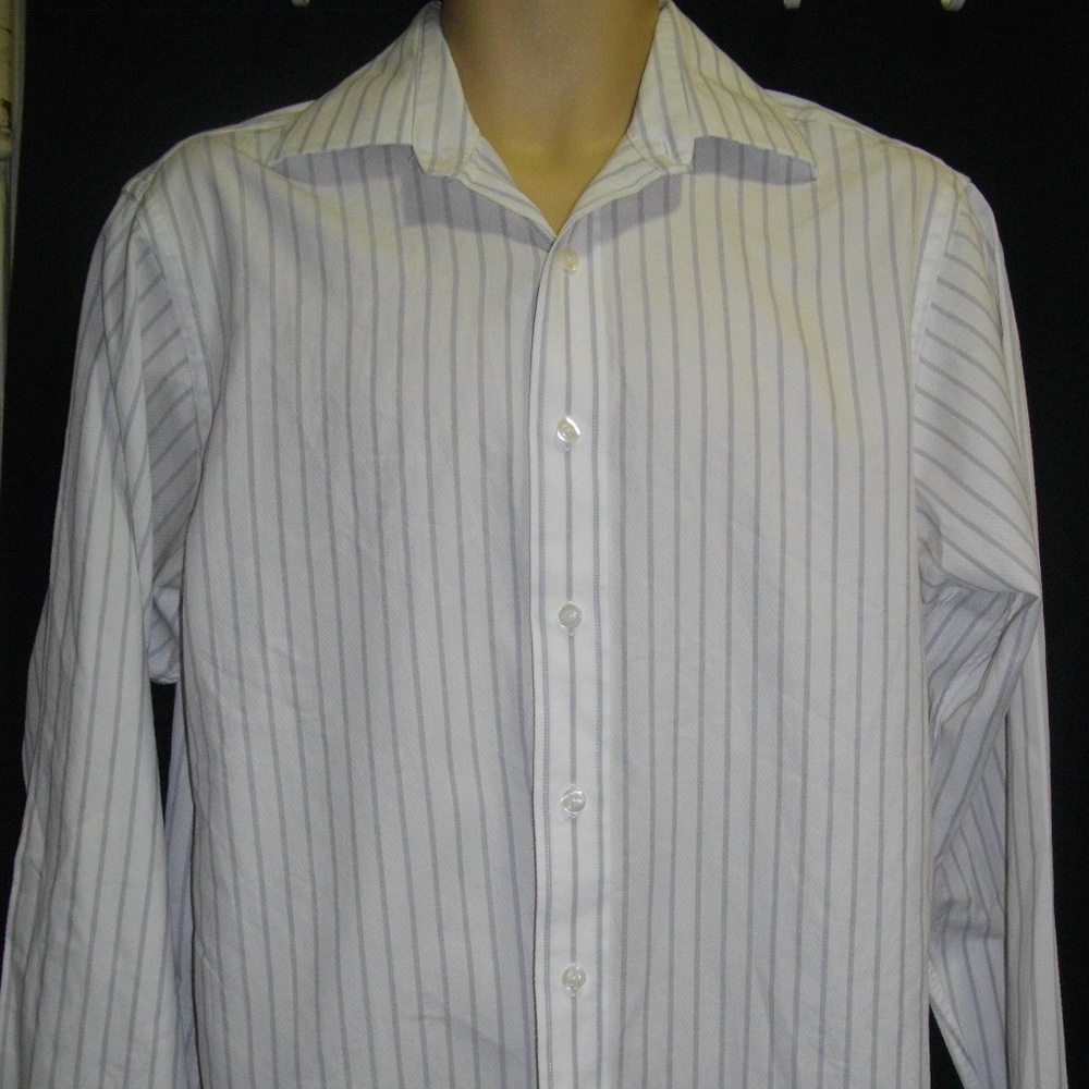 Michael Michael Kors White Gray Pin Stripes Shirt